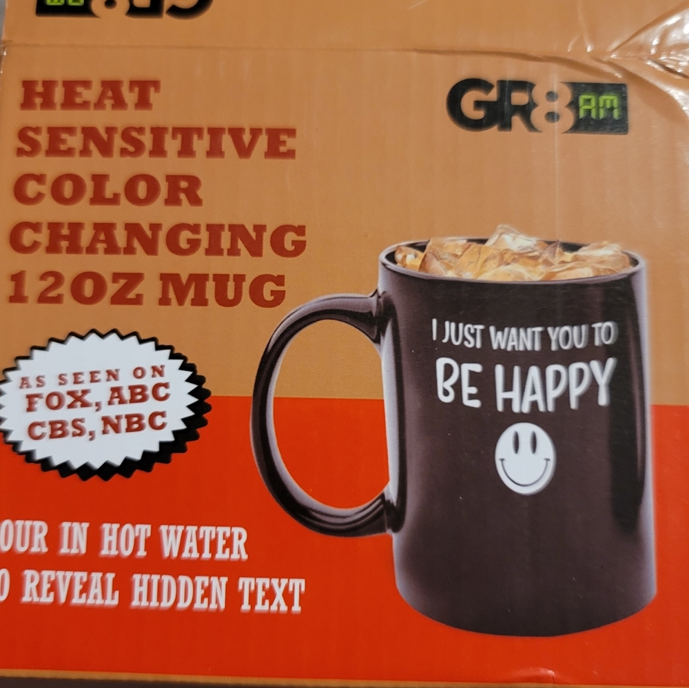 NIB I WANT YOU TO BE HAPPY ... HEAT SENSITIVE FUNNY GIFT MUG 11 OZ - Picture 3 of 7